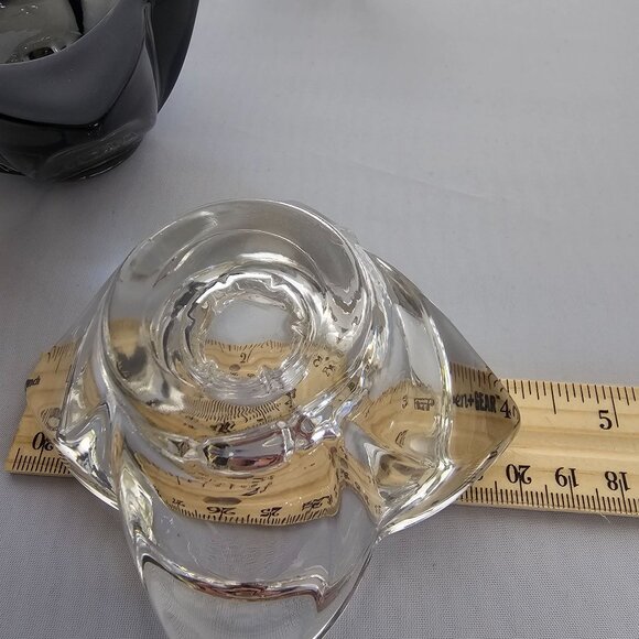 Vtg 1990s Federal Glass Taper Or Votive Candle Holders Set Of 4 Grey Clear Glass - Picture 6 of 7